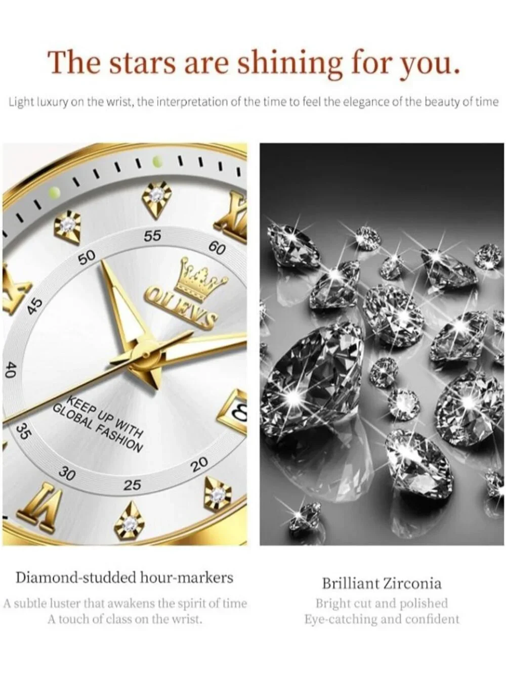 Women's Silver White Analog Stainless Steel Waterproof Luminous Luxury Watch